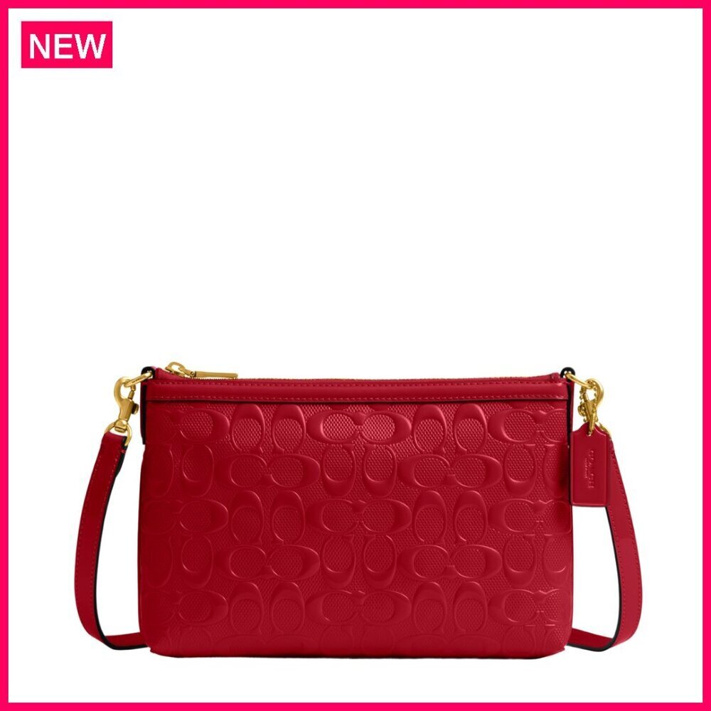 Leather Crossbody Bag with Zip Top, Detachable Strap, Spacious Interior